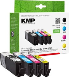 KMP Tusz Zamiennik Canon PGI-580PGBK XXL, CLI-581C XXL, CLI-581M XXL, CLI-581Y XXL Czarny, Cyjan, Magenta, Żółty  atrament KMP C110V 1576,0205, 1 zest.