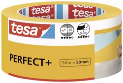 taśma malarska tesa Perfect + - taśma malarska wykonana z cienkiego papieru washi do precyzyjnego maskowania podczas prac malarskich - do użytku w pomieszczeniach - 50 mx 50 mm Taśma malarska tesa  56538-00000-00 Perfect+ (D x S) 50 m x 50 mm 50 m 1 szt.