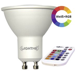 GU10  LED  4.5 W = 28 W  RGBW  W kształcie reflektora  zmiana kolorów, regulacja natężenia oświetlenia, z pilotem zdalnego sterowania Żarówka LED LightMe LM85190-2 GU10 4.5 W = 28 W 300 lm RGBW 1 szt.