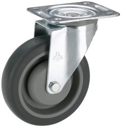Urządzenie transportowe kółko skrętne 100x32mm Kula, termopl. Koło gumowe szare, FAD, blaszka 105x85mm, TrKr. 150 kg Kółko skrętne dörner + helmer 715565F 1 szt.