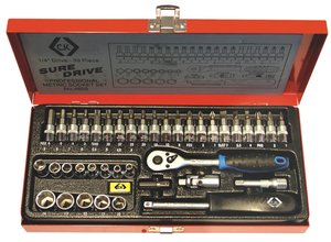 Zestaw kluczy nasadowych 39 szt. 1/4'' w metalowej skrzynce Klucze nasadowe zestaw C.K  T4655 1/4'' (6,3 mm)