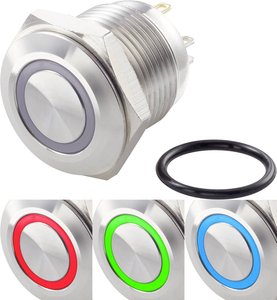 Przełącznik wciskany, wandaloodporny TRU COMPONENTS TC-GQ16F-10E/41RGB/ TC-7494612, 16 mm, 48 V/DC, 2 A, 1 szt.