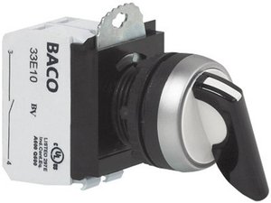 Przełącznik obrotowy BACO L21MR03A, 23 mm, 22,3 mm, IP66, zatrzask 2 x 45°, 1 NO, 1 NC