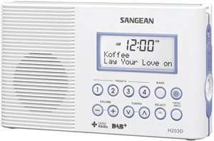 Radio prysznicowe Sangean H203 DAB+, UKW latarka kieszonkowa, wodoodporny biały