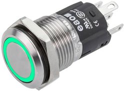 EAO 82-4151.1133 Seria 82 Podświetlany przycisk Chwilowy 16mm Zielony 12V Przycisk eao 82-4151.1133, 16.20 mm, 1 szt.