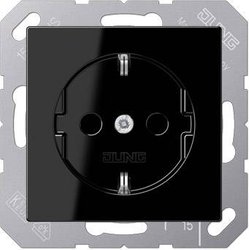 Jung A1520KISW Gniazdo uziemienia 16A 250 V zabezpieczenie styków czarne Gniazdo elektryczne Jung A1520KISW czarny