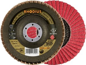 Ściernica listkowa RHODIUS JUMBO SPEED EXTENDED 125 x 22,23mm K40 INOX kątowa Tarcza lamelkowa Rhodius JUMBO SPEED PACK 211311 Średnica 125 mm 5 szt.