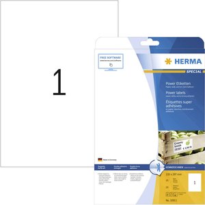 Herma 10911 Etykiety samoprzylepne 210 x 297 mm Papier biały 25 szt. Trwały Drukarka atramentowa, Drukarka Laserowa, Drukarka Laserowa, kolorowa, Kopiarka, Drukarka z funkcją kopiowania w kolorze, Drukarka etykiet