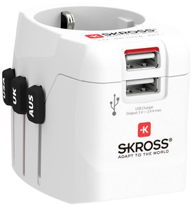 Światowy adapter podróżny World Adapter Pro Light USB - Świat Adapter podróżny Skross 1302470  Pro Light USB (2xA) -World