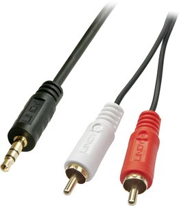 Kabel adaptera audio Lindy Premium, 2x RCA (Cinch) Męski na 3,5 mm Jack, 3m Kabel Cinch / Jack LINDY 35682  3.00 m