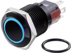 Przełącznik wciskany, wandaloodporny TRU COMPONENTS TC-GQ16-KF-11ZE/J/B/12V/A TC-7494896, 16 mm, 48 V/DC, 2 A, 1 szt.