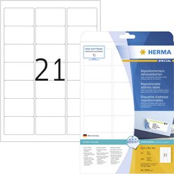 Herma 5074 Etykieta adresowa 63.5 x 38.1 mm Papier biały 525 szt. Z możliwością usunięcia Drukarka atramentowa, Drukarka Laserowa, Drukarka Laserowa, kolorowa, Kopiarka, Drukarka z funkcją kopiowania w kolorze, Drukarka etykiet