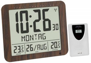 TFA Dostmann 60.4518.08 Sterowany radiowo Zegar ścienny 248 mm x 25 mm x 206 mm drewno