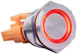 Stalowy przycisk, zatrzask, LED, czerwony, 240V, 15A, IP67, IK10, wklęsły, 24,8mm Przełącznik Joy-it Button22C-02, 240 V, 15 A, 1 szt.
