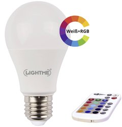 E-27  LED  6 W = 48 W  RGBW  Kształt gruszki  zmiana kolorów, regulacja natężenia oświetlenia, z pilotem zdalnego sterowania Żarówka LED LightMe LM85193 E-27 6 W = 48 W 600 lm RGBW 1 szt.