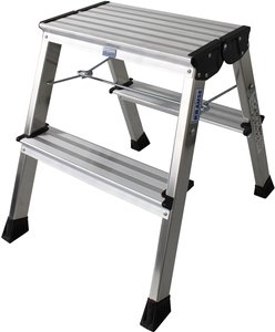 Drabina aluminiowa z kółkami Krause 130037, 2 x 2 stopnie, składana, max. 2,44 m