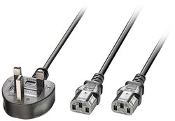 Kabel Y LINDY 30371 [1x złącze męskie angielskie - 2x złącze żeńskie IEC C13] 2.50 m