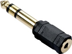 LINDY 35620  Jack Audio Przejściówka, adapter [1x złącze męskie jack 6,3 mm - 1x złącze żeńskie jack 3,5 mm] czarny