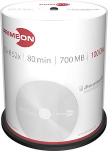 PRIMEON CD-R 700MB 52x Silver Protect Disc 100 pudełek na ciasto  CD-R 80 Primeon 2761103 100 szt.