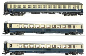 Pociąg osobowy Roco 74035 H0 zestaw 3 samochodów osobowych EC 24 &quot,Erasmus&quot, DB 2. klasa typ Bm 235, 2. klasa typ Bpmz 291.5, 2. klasa typ Bpmz 291.3