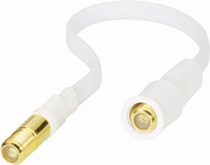 Przedłużacz kabla SAT, Renkforce RF-4127715, [1x złącze żeńskie  F - 1x złącze żeńskie  F], 85 dB, 20.00 cm, możliwość przepuszczenia przez okno, biały