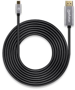 kabel DisplayPort, USB-C Manhattan 354851, DisplayPort 1.4, potrójne ekranowanie, styki pozłacane , 3.00 m