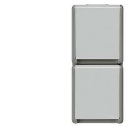 DELTA powierzchnia IP44, AP ciemnoszare/jasnoszare gniazdo Schuko, podwójne pionowe, . Gniazdo natynkowe Siemens 5UB4723 szary