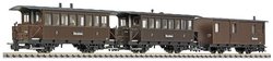 Wagon osobowy Liliput L340020 H0e zestaw 3 dwuosiowych samochodów osobowych B14 i B17 Maintwg. PF51 kolejki Zillertalbahn