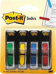 Strzałki indeksujące Post-it® 684ARR3 12,7 x 43,7 mm czerwone, niebieskie, żółte, zielone k. 96 Znacznik strony Post-it 684-ARR3 7000144924, 96 szt.