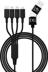 Kabel do ładowania USB Smrter smrter Hydra ELITE 6in1 Lightning black, Złącze męskie USB-A, Złącze męskie USB-C®, Złącze męskie Lightning, Złącze męskie Lightning, Złącze męskie USB Micro-B, 1.20 m