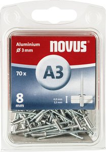 Nity zrywalne A 3 x 8 mm aluminium 70 sztuk Nit ślepy Novus 110055306   70 szt.