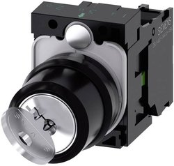 Przełącznik kluczykowy Siemens 3SU1100-4BF11-1BA0 pierścień przedni z tworzywa sztucznego czarny, szary 1 x 90 ° przekręcenie klucza 1 szt.