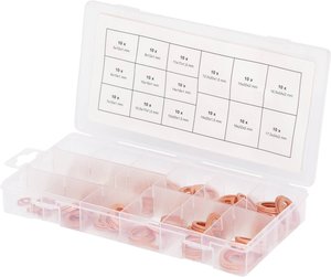 Asortyment miedzianych pierścieni uszczelniających, Ø 5-17,5mm, 150 szt KS Tools 970.0040 Zawartość 150 Teile