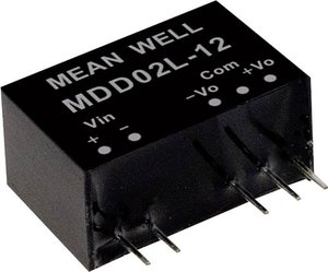 Przetwornice MEANWELL DC/DC Seria MDD02 SIP/SIL7 Obudowa Podwójne wyjście Stosunek napięcia wejściowego: 1:1 Moc: 2W nieregulowane Medyczne Moduł przetwornicy DC/DC Mean Well MDD02M-12 MDD02M-12, 2 W, 83 mA, 1 szt.