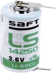 Bateria 1/2 AA Saft LS142502PF, 3.6 V, 1200 mAh, litowe, U-piny do lutowania, 1 szt.