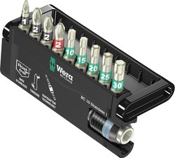 Bity Wera BC 10/9 05071110001, płaski, krzyżakowy Phillips, krzyżakowy Pozidriv, TORX wewnętrzny, stal nierdzewna, 10 szt.