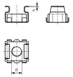 Nakrętka klatkowa Toolcraft,M6 x 2,5 mm, ocynk. stal, 10 szt.