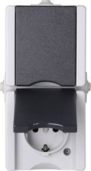 Gniazdo sieciowe z klapką Komplet Kopp proAQA 947555007, szary