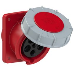 Gniazdo PCE 435-6 CEE - kątowe, 63A Twist IP67 czerwono szare