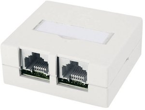 Telegärtner 2 portowe gniazdo sieciowe CAT 6 natynkowe RAL 9010 wyposażone Gniazdo sieciowe Telegärtner J00023A0056 J00023A0056, CAT 6, nadtynkowy