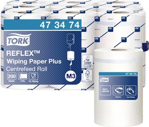 Wielofunkcyjne chusteczki papierowe Reflex ™ o dużej wytrzymałości, białe M3 Recznik papierowy TORK 473474 9 Rolka(ek)