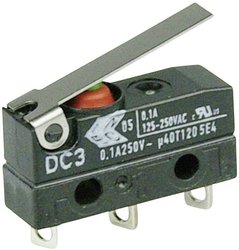 Mikroprzełącznik DC3C-A1LB 250 V/AC 0.1 A 1 x wł/(wł) ZF IP67 chwilowy 1 szt.