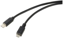 Kabel USB Renkforce RF-5719754, USB 2.0, Złącze męskie USB-C®, Złącze męskie USB Micro-B, 1.00 m