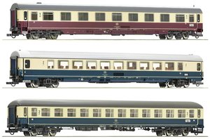 Pociąg osobowy Roco 74036 H0 zestaw 3 samochodów osobowych EC 24 &quot,Erasmus&quot, DB 1. klasa typ Avmz 111.2, 2. klasa typ Bpmz 291.2, 2. klasa typ Bm 235