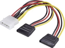 Adapter Y SATA Renkforce RF-4173159[1x złącze męskie IDE 4-pin - 2x złącze żeńskie zasilania SATA], 0.16 m