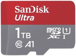 Karta pamięci microSDXC SanDisk microSDXC Ultra 1TB (A1/UHS-I/Cl.10/150MB/s) + Adapter ''Mobile'', 1 TB, A1 Application Performance Class, UHS-Class 1
