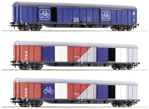 Wagon towarowy Roco 77022 H0 zestaw 3 rowerów do transportu ÖBB