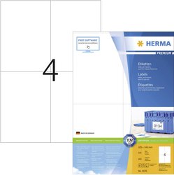 Herma 4676 Etykieta uniwersalna 105 x 148 mm Papier biały 400 szt. Trwały Drukarka atramentowa, Drukarka Laserowa, Drukarka Laserowa, kolorowa, Kopiarka, Drukarka z funkcją kopiowania w kolorze, Drukarka etykiet