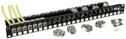 Panel krosowy premium Lindy Cat.6A 10G z 24 gniazdami trapezowymi RJ45 STP Patchpanel LINDY 25894, 24 Porty, 483 mm (19''), 1 U
