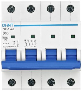 Wyłącznik automatyczny Chint NB1-63 4P B25 6kA DB 179731, 4 styki, 240 V, 415 V, 25 A